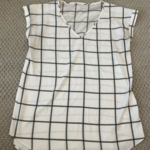 Express white checked blouse v-neck medium